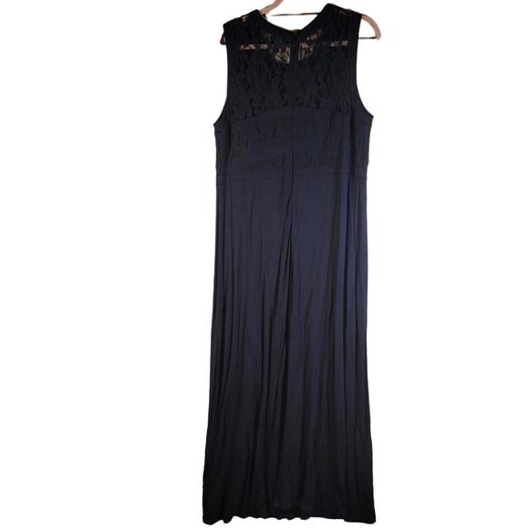 Lane Bryant Black Floral Mesh Lace Stretch Sleeveless Maxi Dress Women Sz 20 - Picture 2 of 9